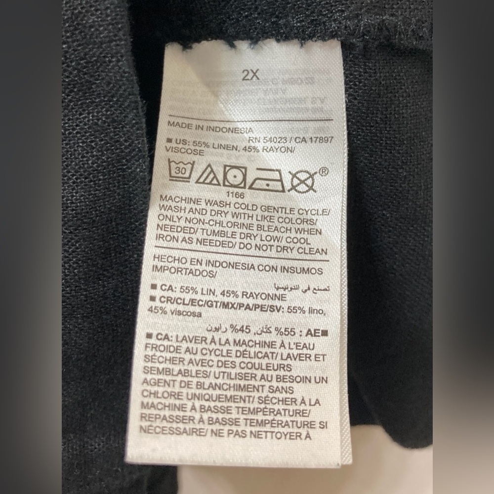 Old Navy Black Linen Blend Sleeveless Smocked Midi Dress 2X Coastal Euro Summer - Picture 8 of 10